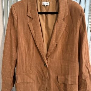 ACOA Women's Tan Pinstripe Blazer